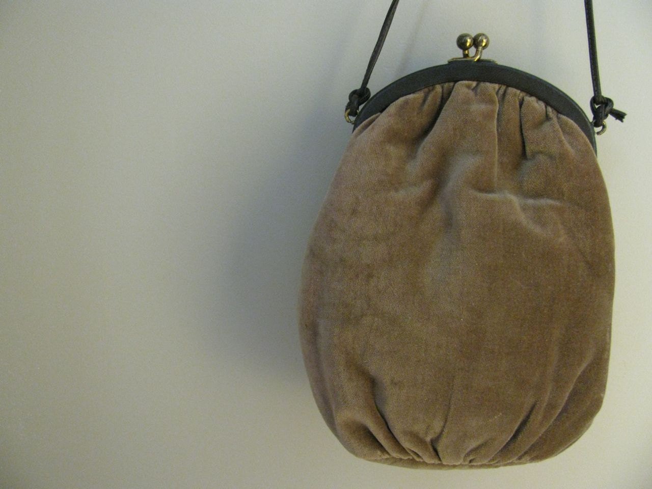 Vintage Brown Velveteen Shoulder or Crossbody Bag Purse