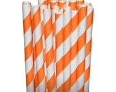 Stripe Orange Party Paper Straws - Cake Pop Sticks - Pixie Sticks - Qty 25 Il_170x135