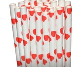Red Hearts Party Paper Straws - Cake Pop Sticks - Pixie Sticks - Qty 25 Il_170x135