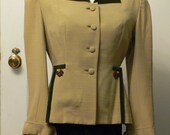STUNNING 40s Jacket with Velvet and Sequined Trim Embellishment Great Color, So Glamorous blazer VLV pin-up glamour