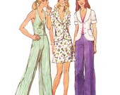 70s Misses Mni Skirt Pattern/ Size 10/ 1970s UNCUT Simplicity Misses Unlined Jacket, Halter Vest, Mini Skirt and Pants Sewing Pattern 5689