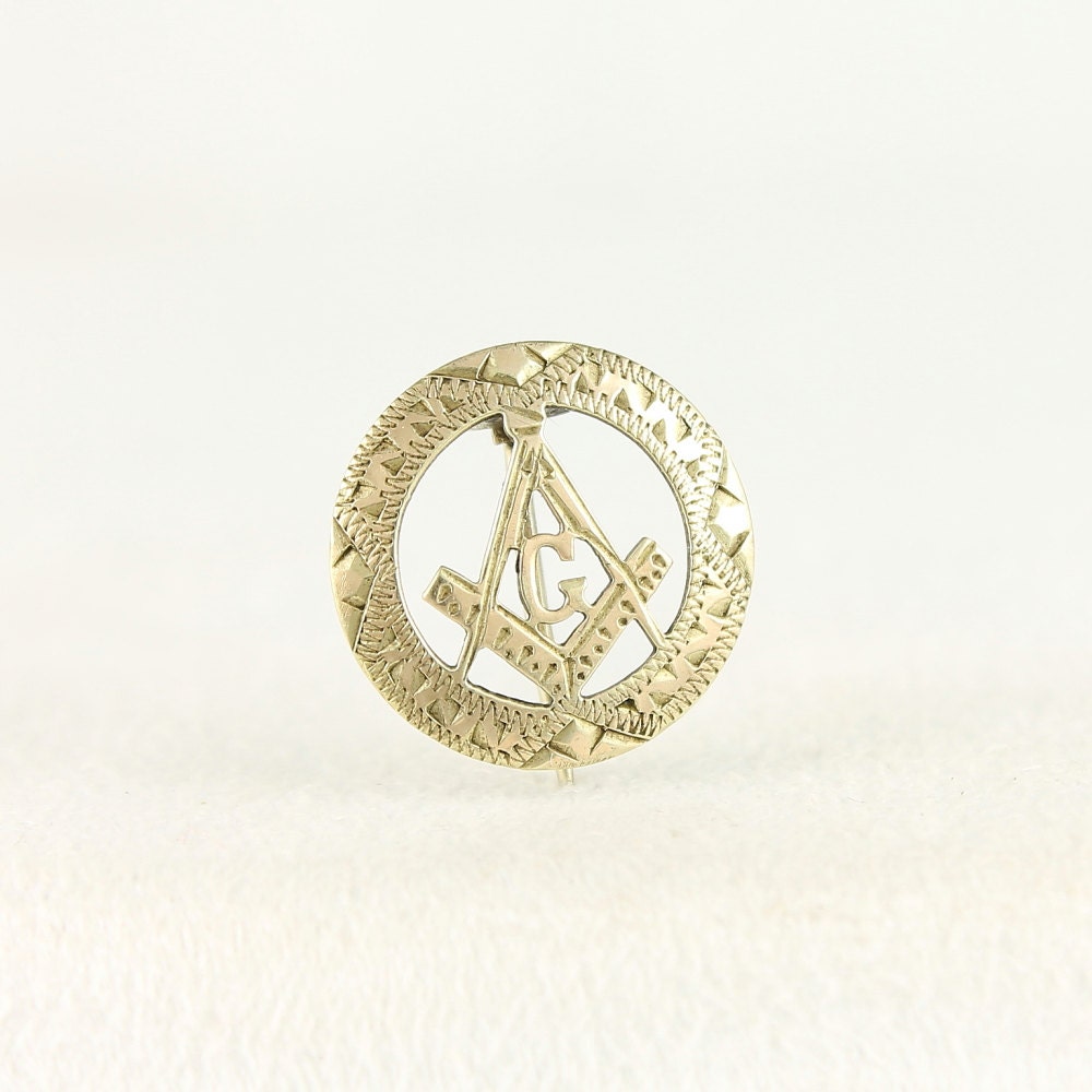 Antique Masonic Lapel Pin Hand Detailed Brass by VintageMasonry
