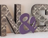 Custom Monogram and Ampersand Set- 12 inch letters- Great for weddings, home decor, gifts-  wooden letters, wall letters
