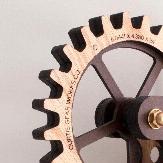 Gear Bookend: Wood Gear Office Organizer Personalized