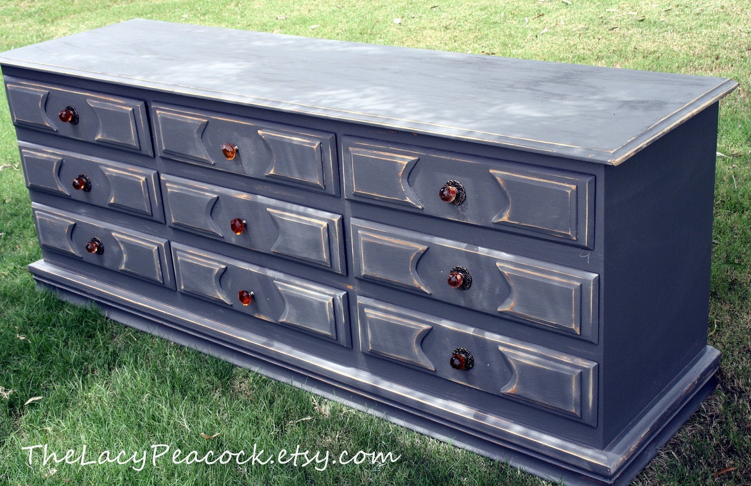 Items similar to Vintage Gray Dresser / Tv Stand / Buffet / Changing 