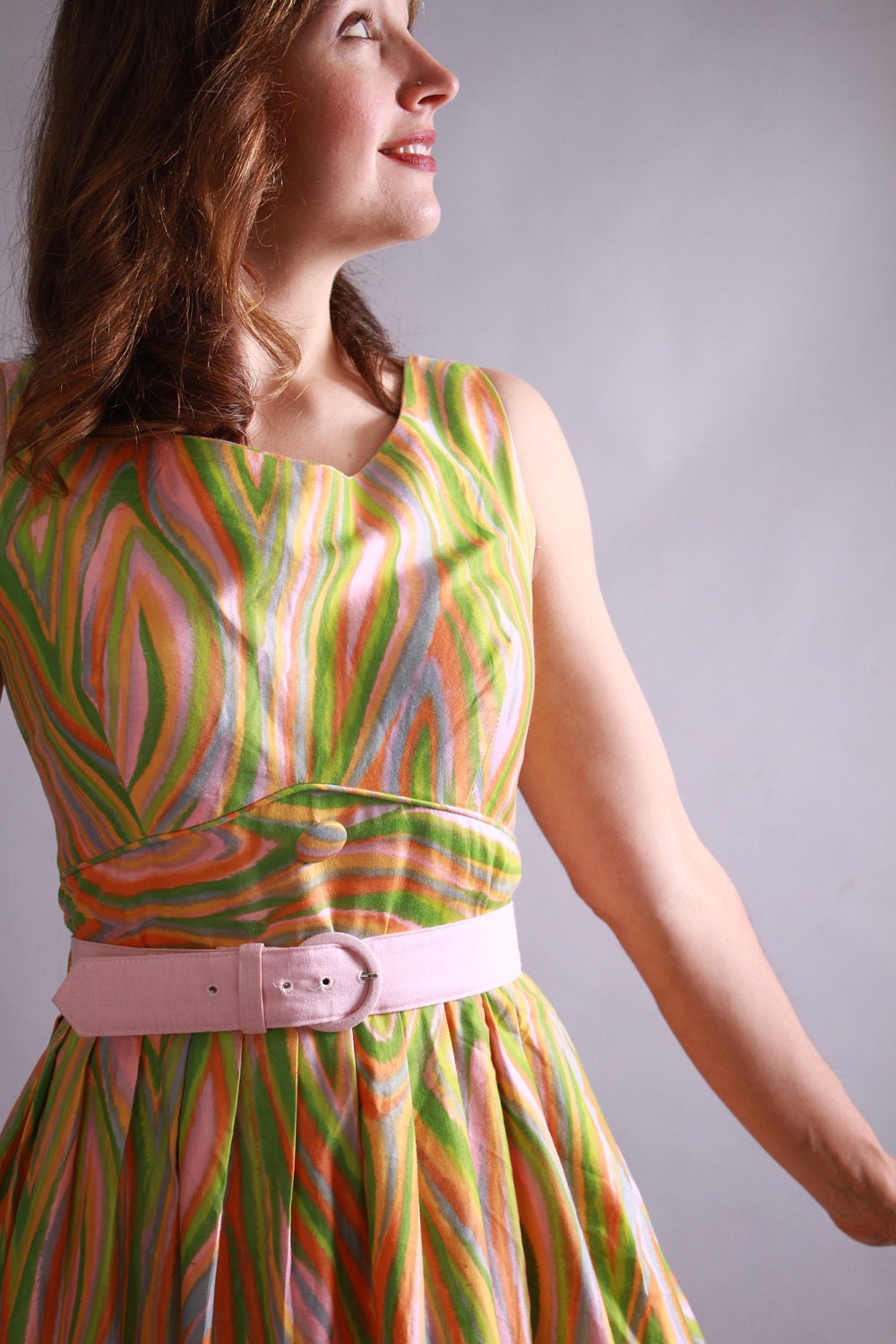 50s/60s summer dress // mid century watercolor dress // No Clouds In Sight