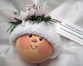 Expectant Mother Christmas Tree Ornament Hand Painted GlassThemed with a stork Personalized