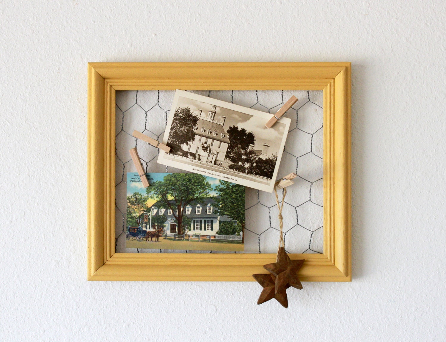 Vintage repurposed mustard yellow display frame