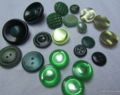 Buttons 21 Variety of Green Vintage Shank and 2 hole