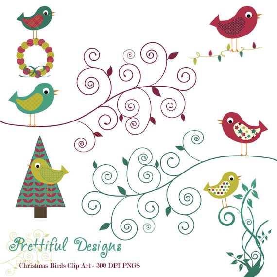 50% OFF SALE SALE Christmas Bird Clip Art - Personal or Commercial Use - Deck The Halls (415) Il_570xn