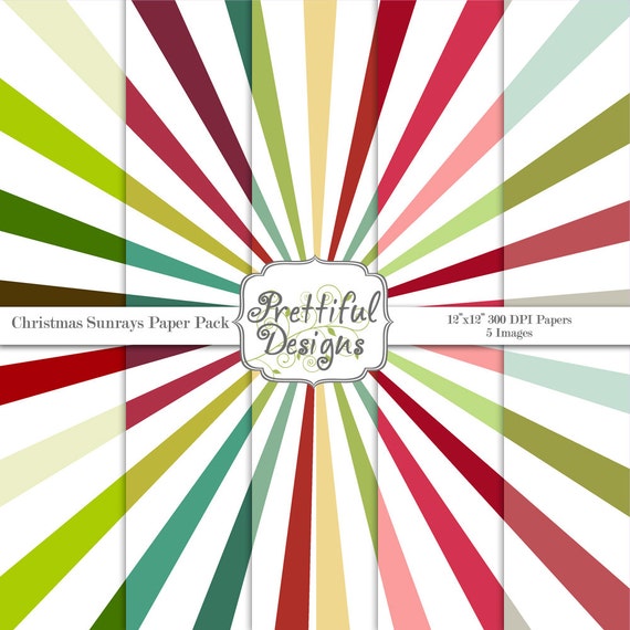 50% OFF SALE Digital Paper pack for Digital Scrapbooking, Photography, Card Making, Commercial Use - Christmas Sunrays (427) Il_570xn
