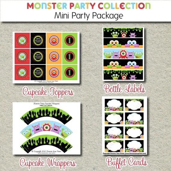 Monster Birthday Party Kit - DIY Printable Il_570xn