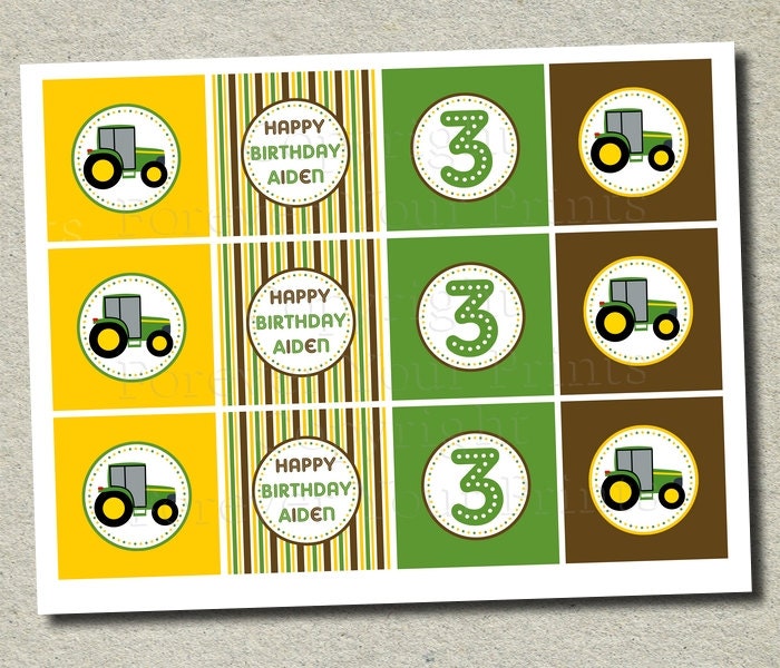 Tractor Party Cupcake Toppers - Party Circles - DIY You Print - 4 DESIGNS Il_570xn