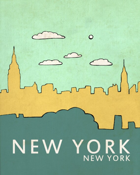Children Decor Nursery Wall Art Home Decor City Poster - New York in Pink 8 x 10 - Urban Chic Modern Loft Typography Travel Print