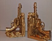 Gold Gun Book Ends / Modern Decor / Office / Library / Book Ends / Bookend
