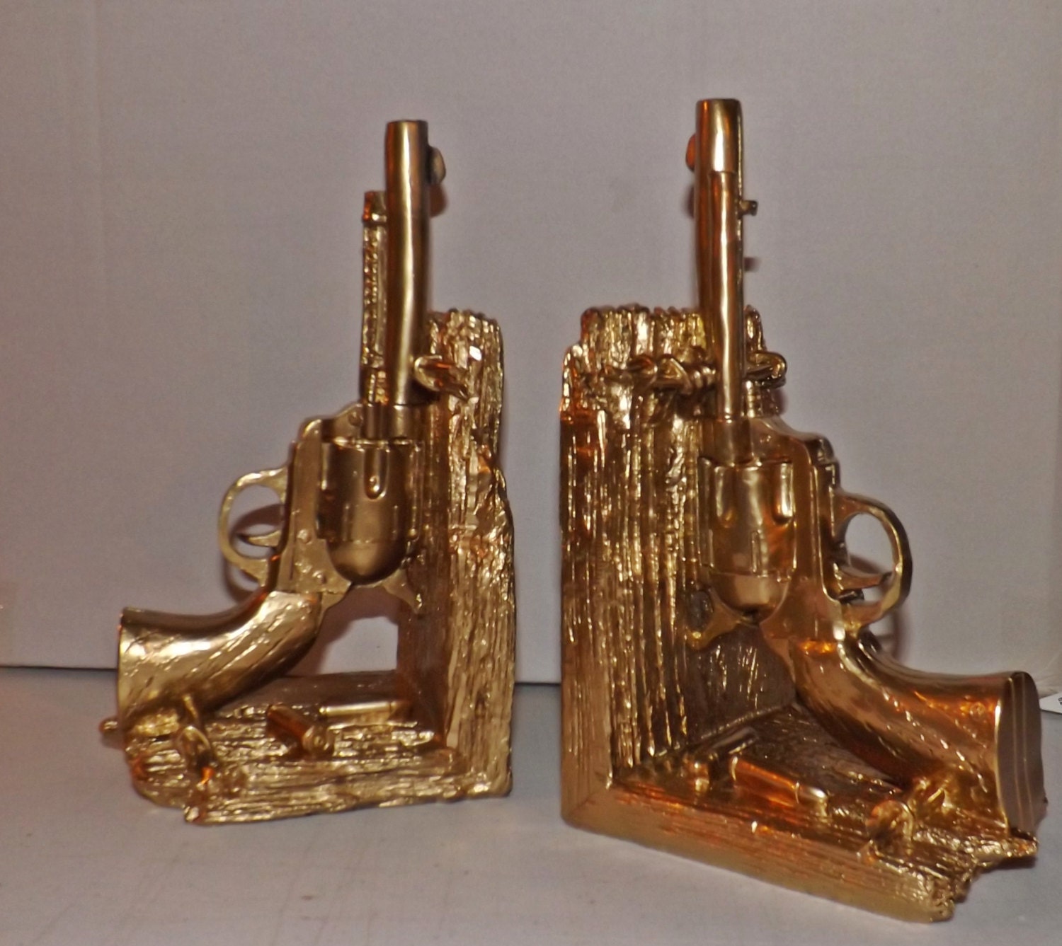 Gold Gun Book Ends / Modern Decor / Office / by Theshabbyshak