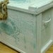 RESERVED For Redbuster Weathered White Vintage Crab Crate Side Table Trunk Chest