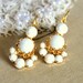 Crystal swarovski white earring - 14k plated gold earrings real swarovski rhinestones .