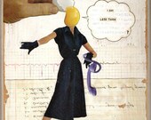 Original Collage Art on Wood (ready to hang, unique retro home decor made with vintage ephemera, OOAK, mixed media) -- Cracked