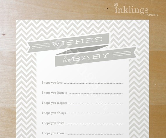 Printable Wishes for Baby Sheet // Choose your by InklingsPaperie