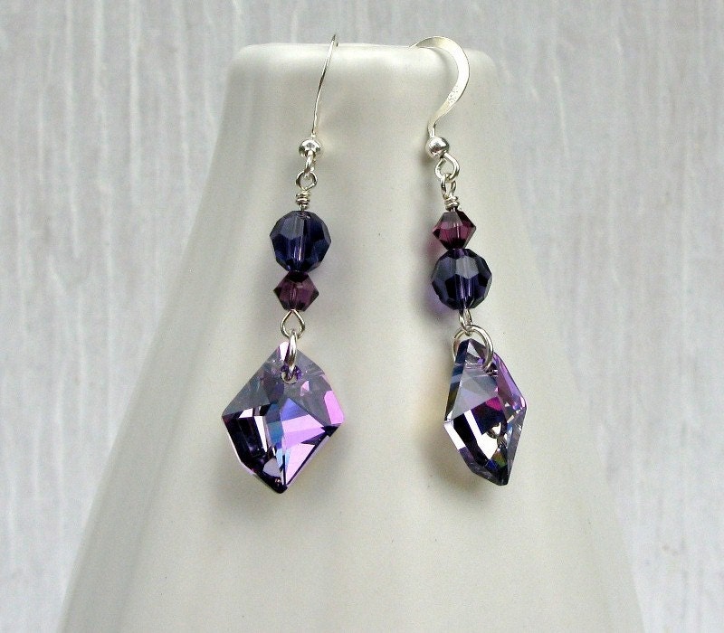 Purple crystal earrings Swarovski crystal