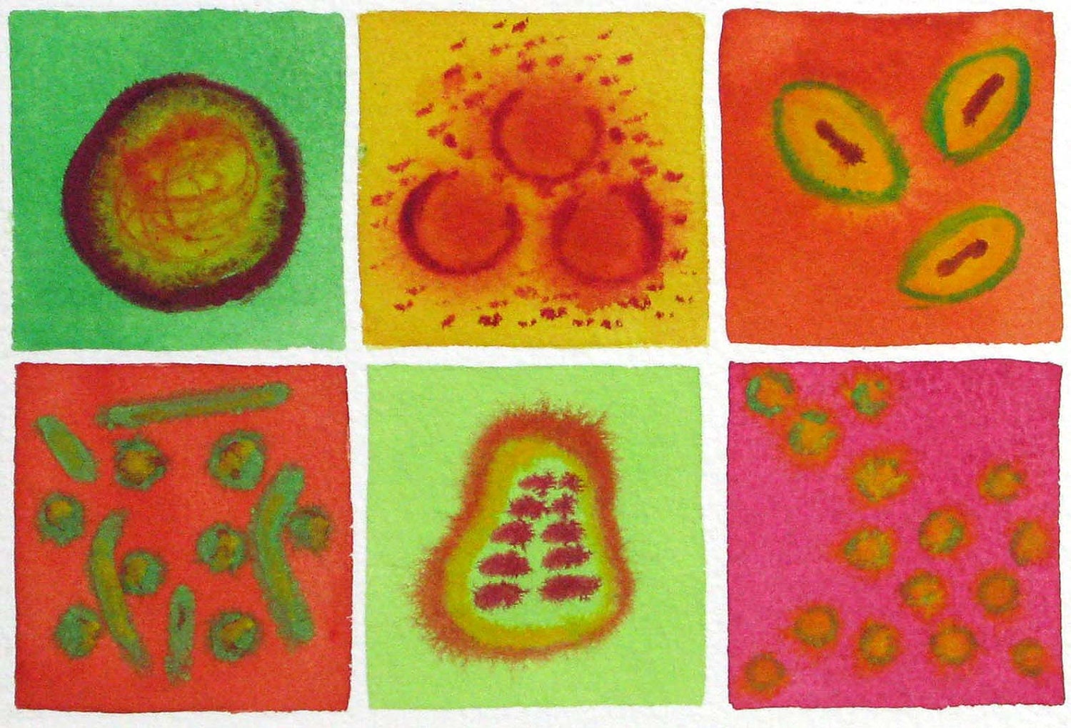 Contagious - original watercolor painting of viruses