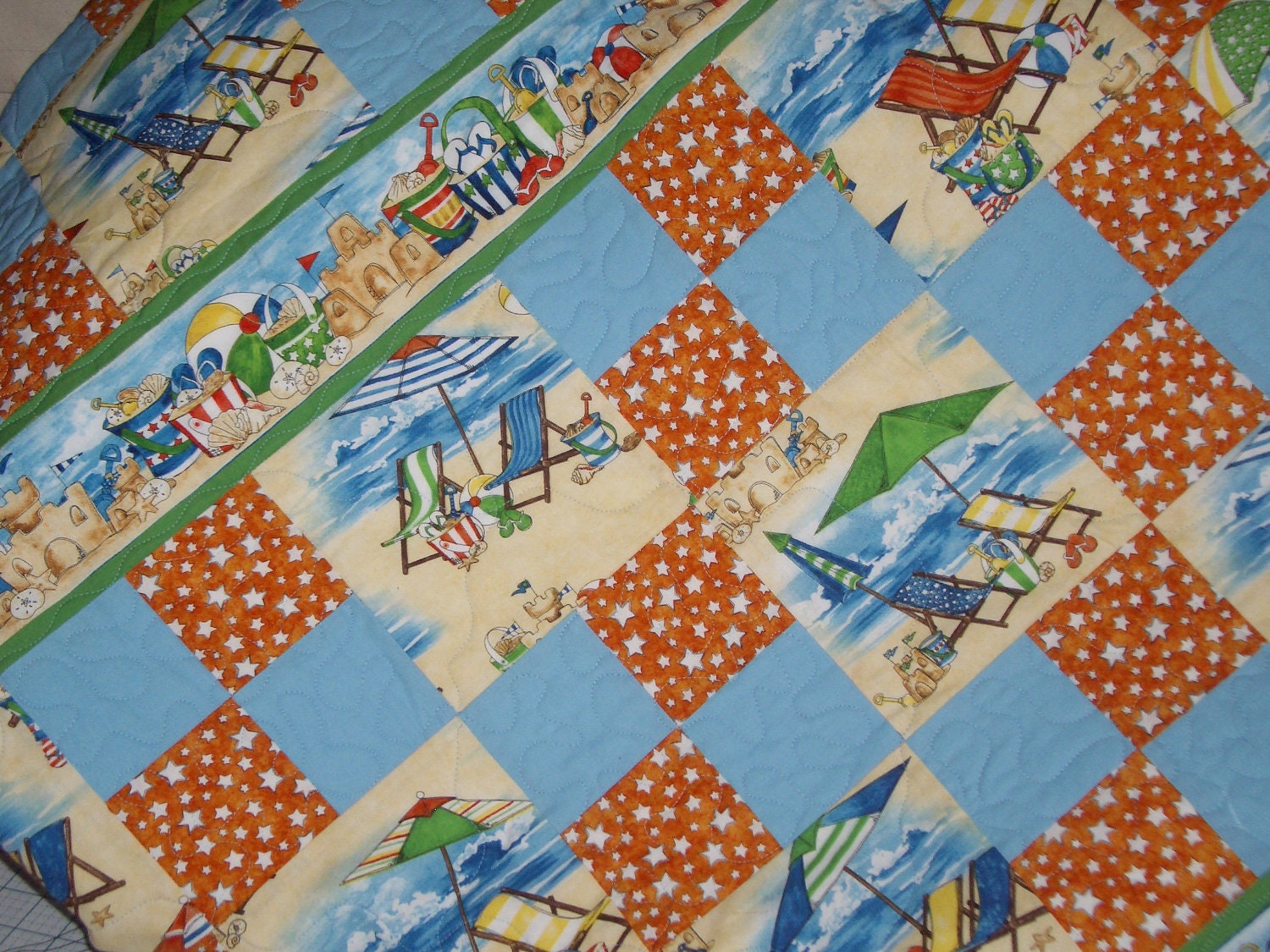 Beach Bed Quilt One of a Kind