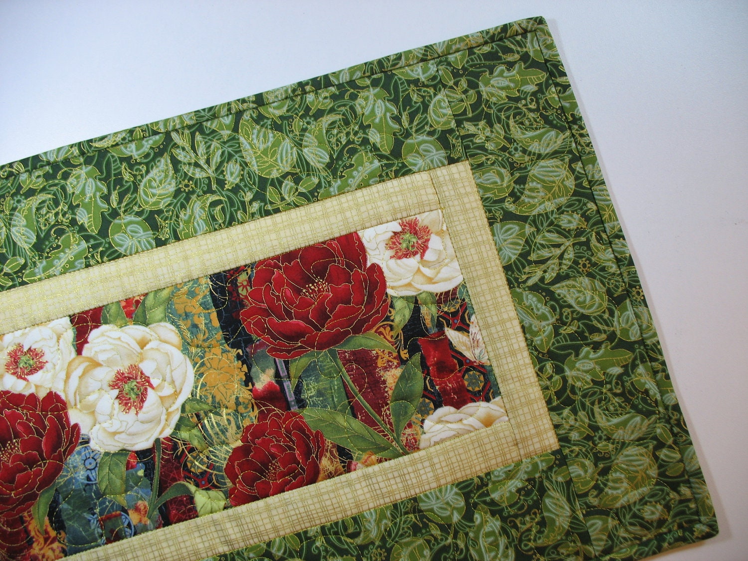 Floral Table Runner made with Hoffman and Timeless Treasures Fabric