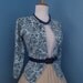 Sexy Vintage 1950s 1960s Blue Floral Rose Button Down Cardigan Sweater