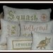 5 Squash and Owl Bowl Fillers, Cupboard Pillows, Primitive Cross Stitch, Autumn, Fall
