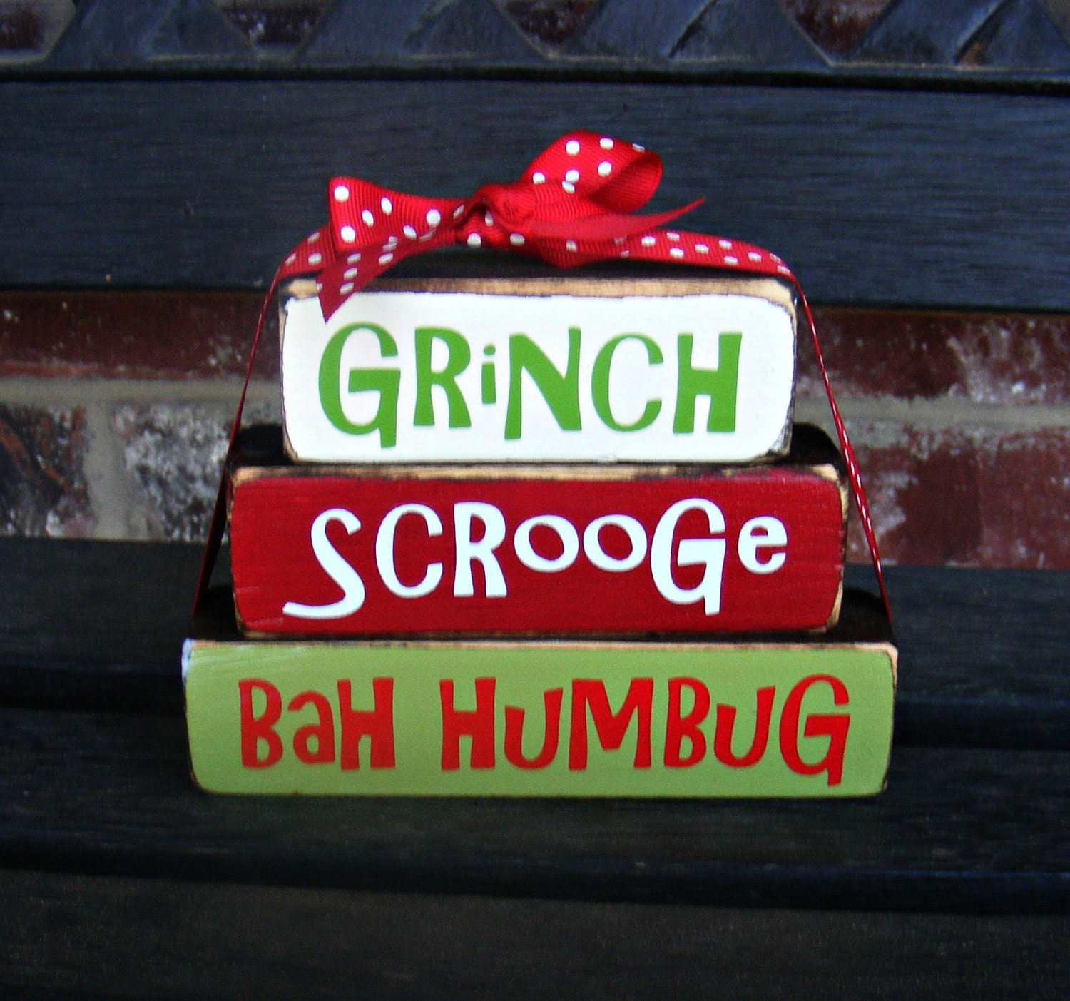 Christmas wood blocks-Grinch stacker blocks-part of the "Grinch" collection