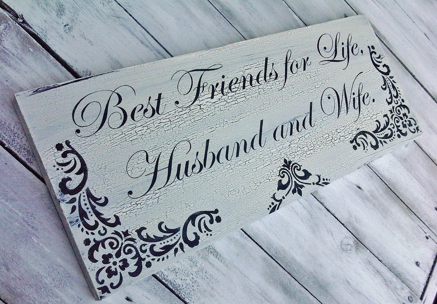 Wedding Signs "Best Friends for Life Husband and Wife" Elegant black tie vintage style - this one READY TO SHIP