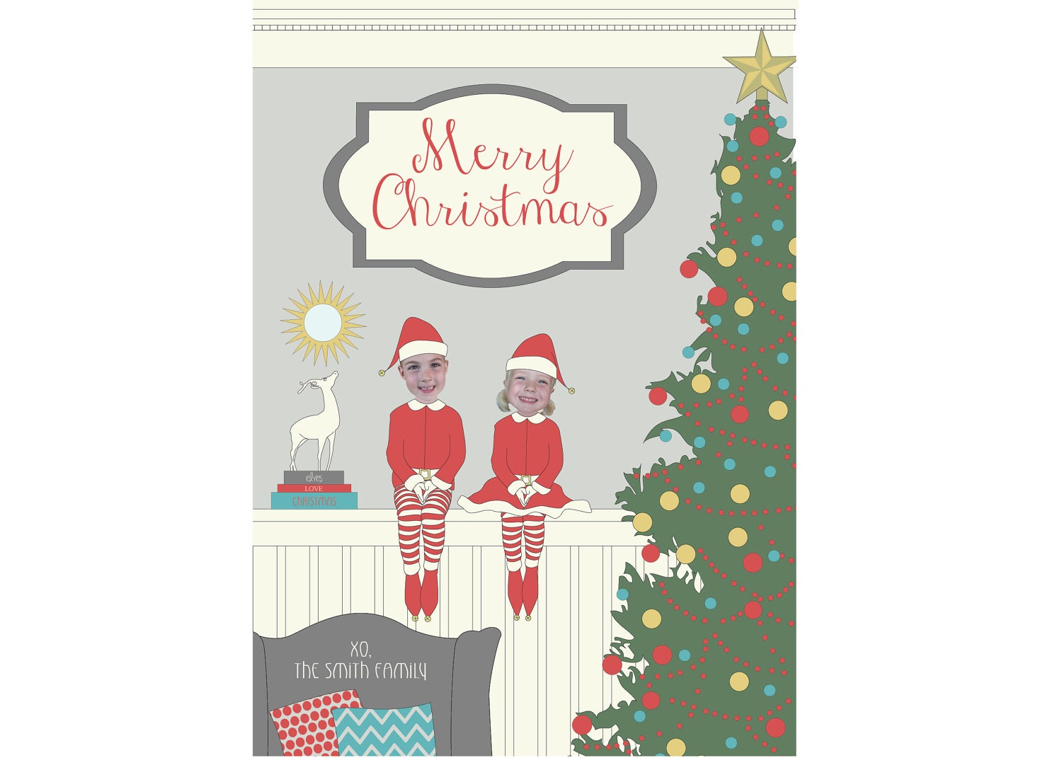 Christmas Elf Photo Holiday Card - Personalized & Printable Digital File