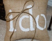 Burlap ring bearer pillow rustic country wedding I DO - We Do Custom Pillows