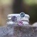 Birthstone Stacking Ring, 3 Family & Mother's Rings, two 4mm and one 5mm Gemstones, Sterling Silver, custom made