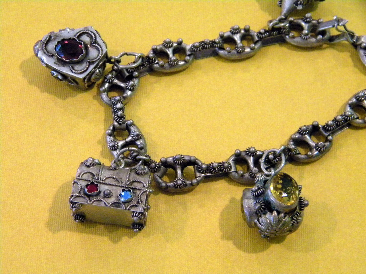 Etruscan 800 silver Italian 5 charm bracelet