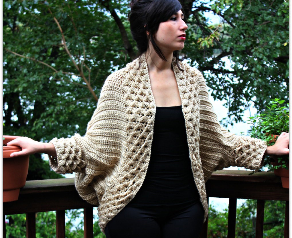Crochet PATTERN Crocodile Stitch Cardigan - Small to 5X - Permission to Sell Finished Items