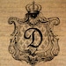 Letter or Initial D in Frame w Crown Monogram Text Word Digital Image Download Sheet Transfer To Pillows Totes Tea Towels Burlap No. 2074D