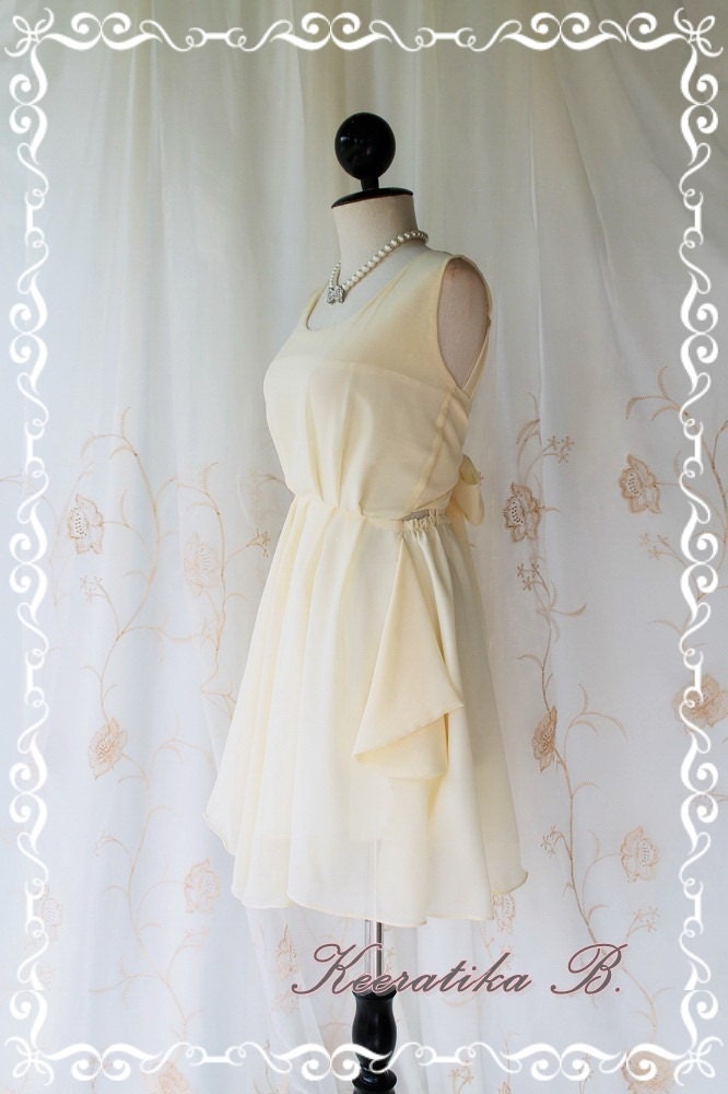 A Party - Prom Party Cocktail Bridesmaid Dinner Wedding Night Dress Soft French Cream Vanilla Pale Yellow Classy Sexy Party Dress
