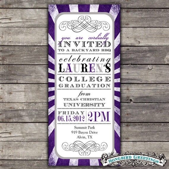 Vintage T-length graduation invitation & coordinating tags Il_570xn