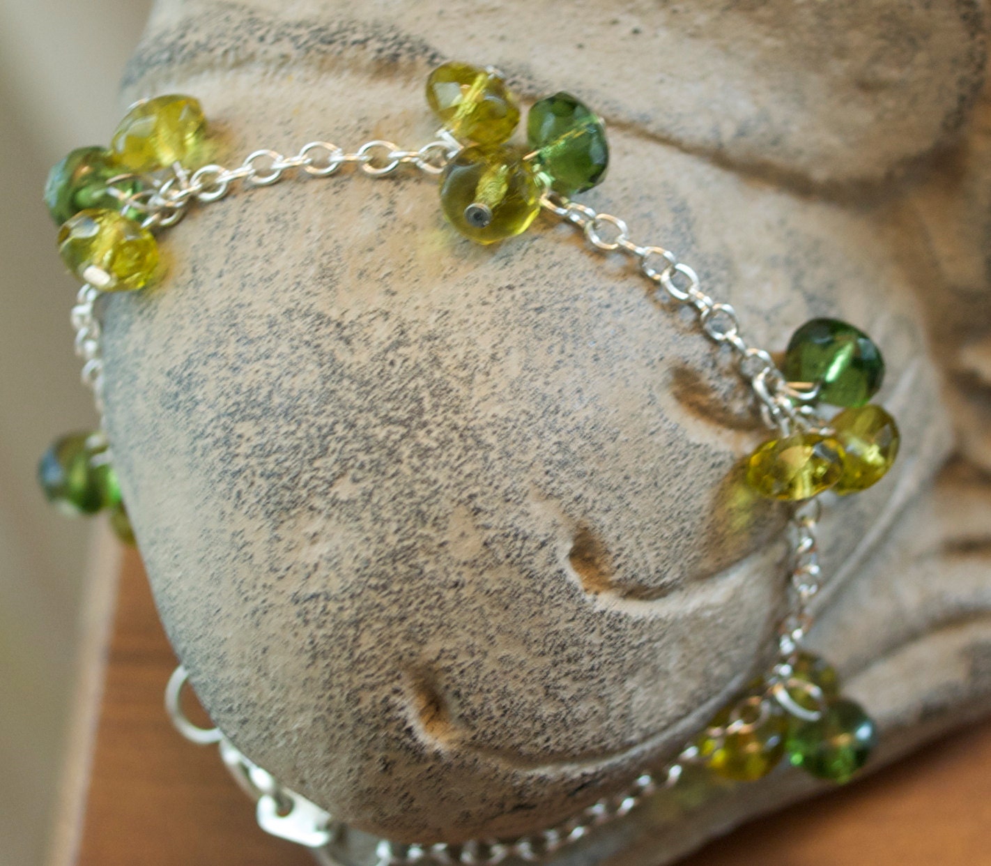Citrine and Green Cluster Bracelet