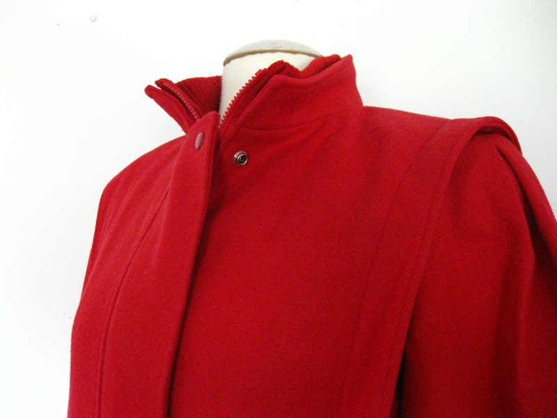 80s Wool Red Vintage Coat Buffalo Plaid Liner Womens Small
