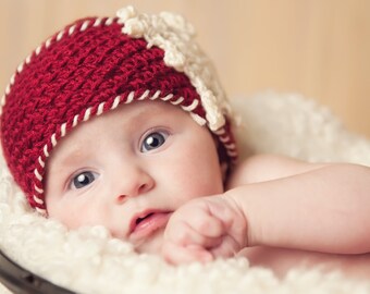 Snowflake Candy Cane Hat Crochet Pattern (374)