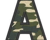 Camo, Camouflage Font machine embroidery fill stitch design - Letters A - Z and numbers 0 - 9, in sizes 2 and 3 inches