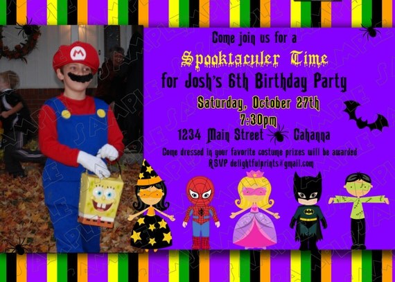 Trick or Treat Halloween Birthday invitation...DIY you print custom photo card by delightfulprints Il_570xn