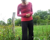 Organic Clothing - Drape Neck Shirt - Organic Cotton - Shown in Raspberry - Made to Order