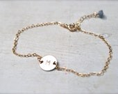 Monogram Gold Charm Bracelet - Personalized Letter Charm Bracelet - Gemstone Charm