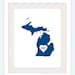 Michigan State Love Map Silhouette 8x10 Print - Customized