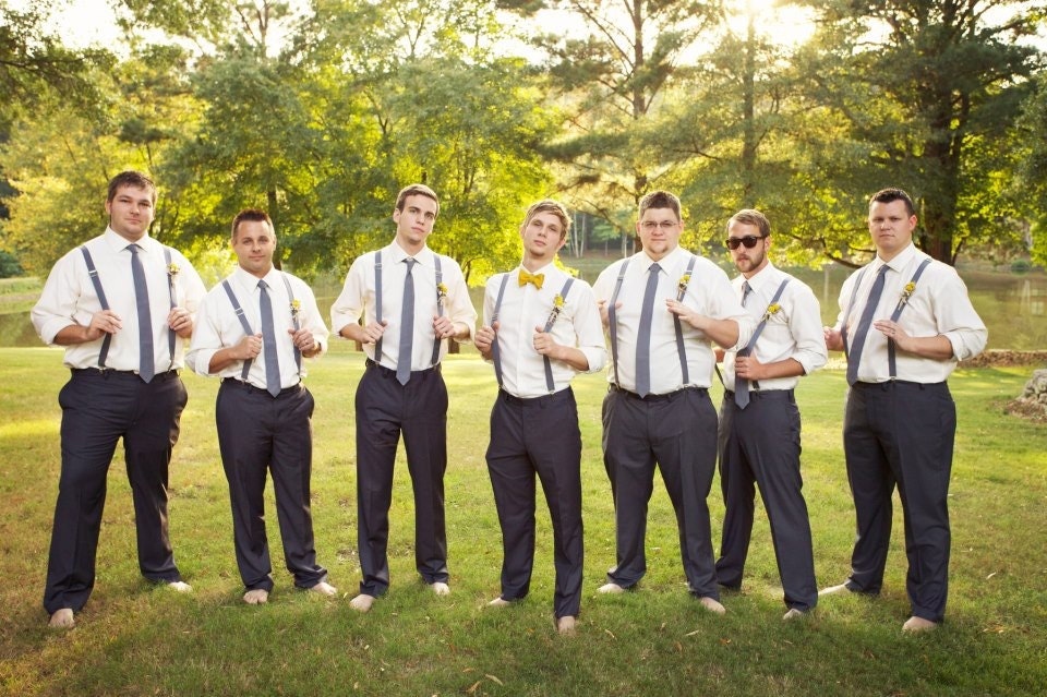 Mens Neck Tie and Suspender Set for Wedding, Mens Tie and Suspender Set