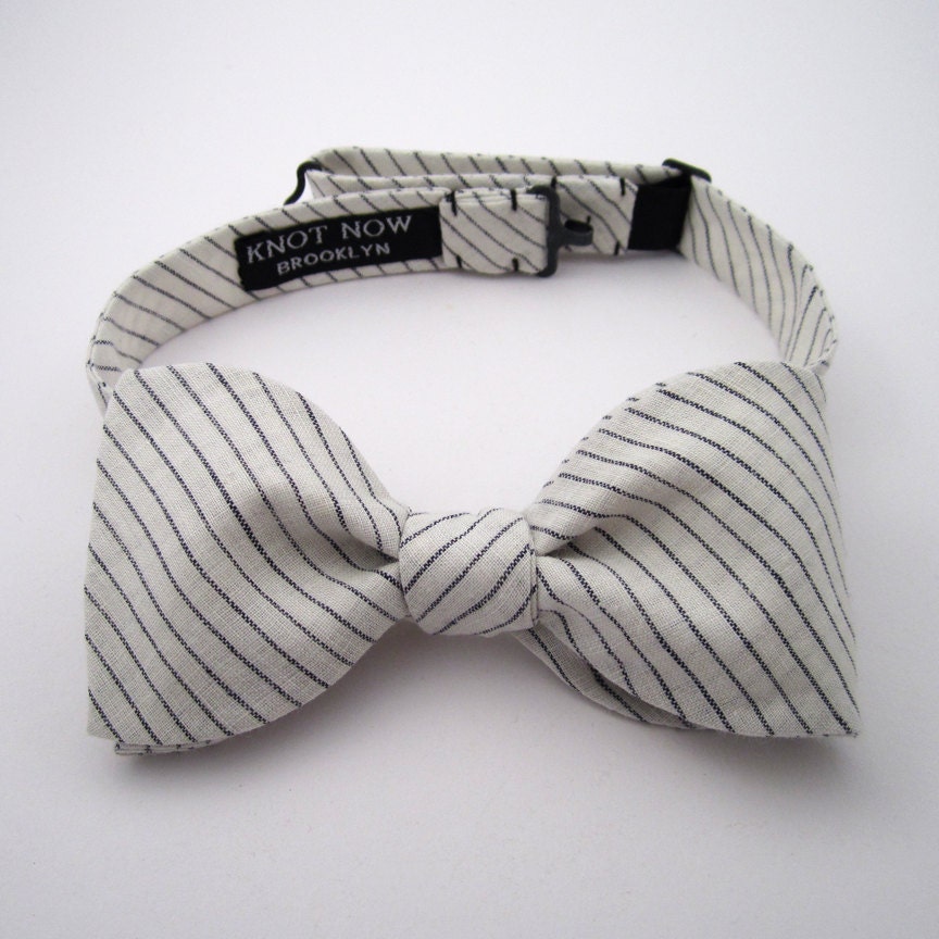 Men's Bowtie - Slate Striped Cotton